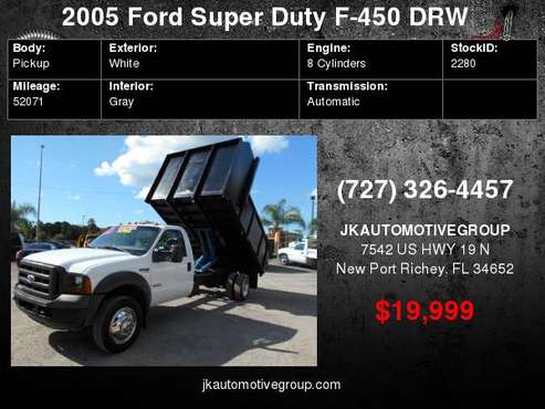2005 Ford Super Duty F-450 XL Reg Cab 14' Dump Body 6.0 Diesel Dually for sale in New Port Richey , FL