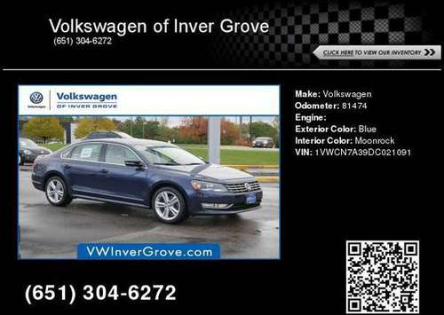 2013 Volkswagen Passat TDI SEL Premium for sale in Inver Grove Heights, MN