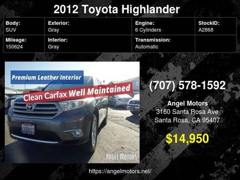 Great Deal 2012 Toyota Highlander FWD 4dr V6 for sale in Santa Rosa, CA