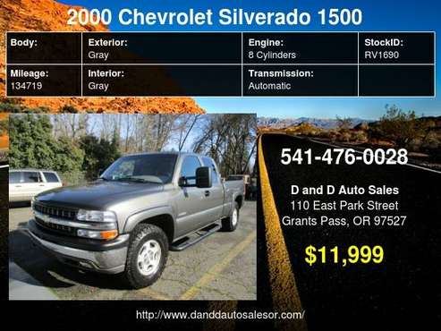 2000 Chevrolet Silverado 1500 3dr Ext Cab 143 5 WB 4WD LS D AND D for sale in Grants Pass, OR