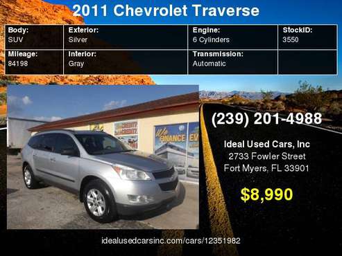 2011 Chevrolet Traverse FWD 4dr LS with Floor covering, color-keyed... for sale in Fort Myers, FL