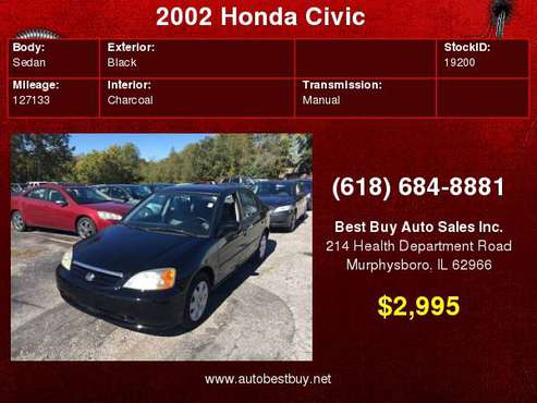 2002 Honda Civic EX 4dr Sedan Call for Steve or Dean for sale in Murphysboro, IL
