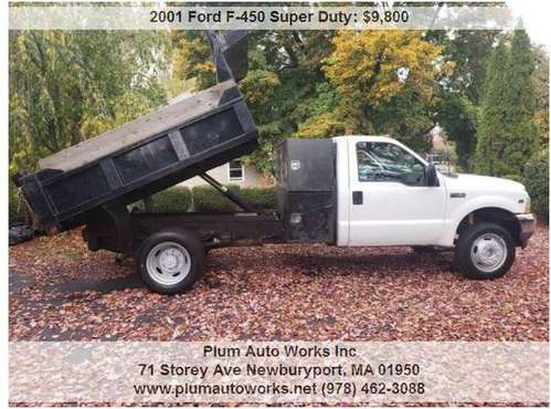 2001 FORD F-450 AUTO V10 GAS DUMP 1 OWNER MAKES $$$$ - cars & trucks... for sale in Newburyport, MA