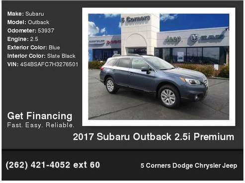 2017 Subaru Outback 2.5i Premium for sale in Cederburg, WI