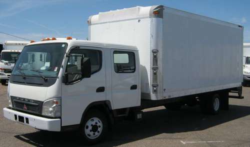 2007 Mitsubishi Crew Cab Diesel Box Truck - 18FT L with Ramp, Auto, AC for sale in Mesa, AZ