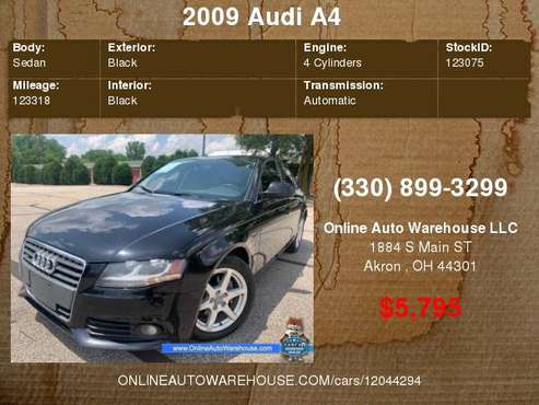 2009 *Audi A4* AWD QUATTRO LOADED 123K LEATHER SUNROOF CLEAN WE... for sale in Akron, OH