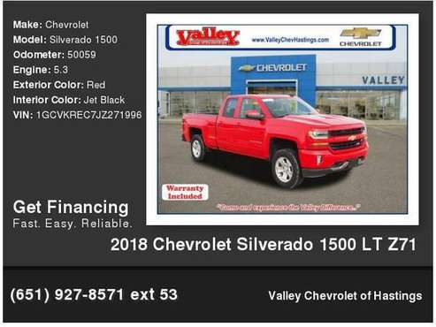 2018 Chevrolet Chevy Silverado 1500 LT Z71 - - by for sale in Hastings, MN