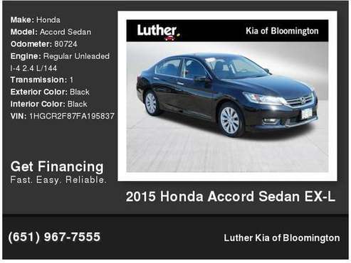 2015 Honda Accord Sedan EX-L - - by dealer - vehicle for sale in Bloomington, MN