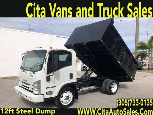 2016 ISUZU NPR 12 FT LANSCAPE DUMP TRUCK 12 FT STEEL DUMP TRUCK ca for sale in Medley, FL