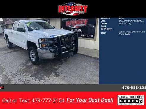 2015 Chevy Chevrolet Silverado 2500HD Work Truck Double Cab SWB pickup for sale in Bethel Heights, AR
