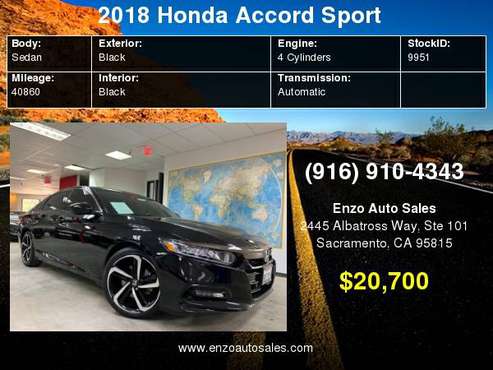 2018 Honda Accord Sedan Sport CVT for sale in Sacramento , CA