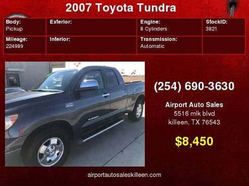 2007 Toyota Tundra 2WD Double 145.7" 5.7L V8 LTD (Natl for sale in Killeen, TX