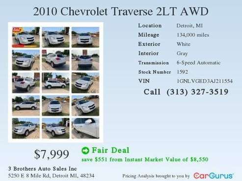 2010 Chevrolet Chevy Traverse LT AWD 4dr SUV w/2LT FREE CARFAX, 2YR... for sale in Detroit, MI