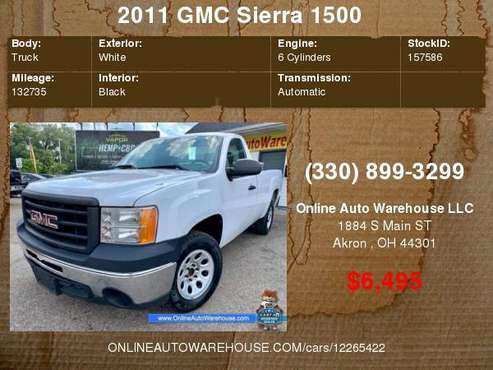 2011 *GMC Sierra 1500* 132K LONG BED REG CAB NO ISSUES CLEAN CHEAP... for sale in Akron, OH