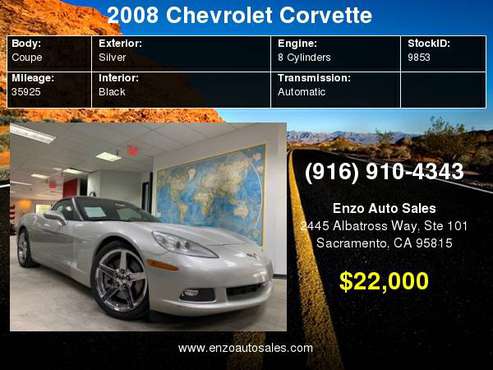 2008 Chevrolet Corvette Coupe 2dr Auto for sale in Sacramento , CA