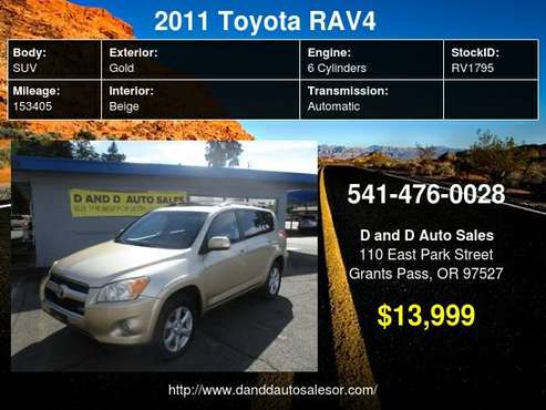 2011 Toyota RAV4 4WD 4dr V6 5-Spd AT Ltd D AND D AUTO - cars & for sale in Grants Pass, OR
