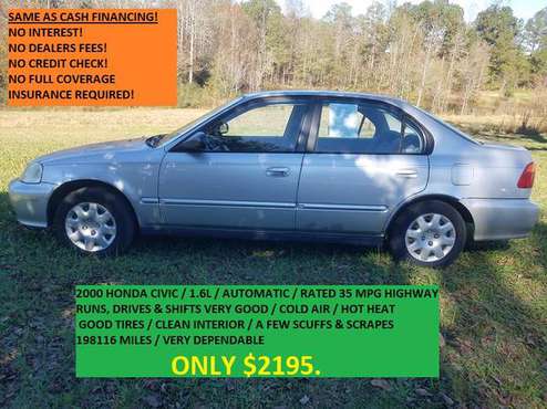 2000 HONDA CIVIC VP - cars & trucks - by dealer - vehicle automotive... for sale in Griffin, GA
