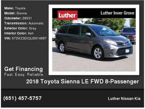 2018 Toyota Sienna LE FWD 8-Passenger for sale in Inver Grove Heights, MN