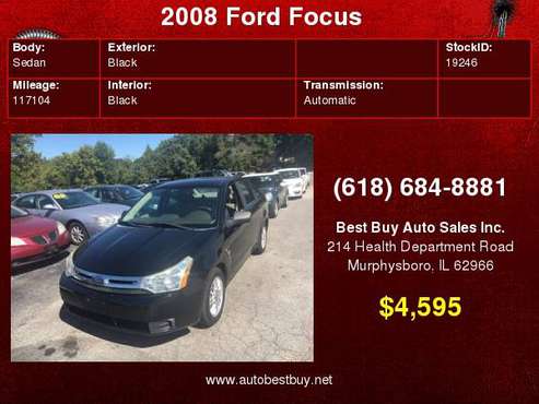 2008 Ford Focus SE 4dr Sedan Call for Steve or Dean for sale in Murphysboro, IL