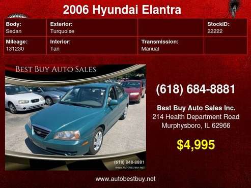 2006 Hyundai Elantra GLS 4dr Sedan Call for Steve or Dean - cars & for sale in Murphysboro, IL