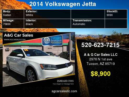 2014 Volkswagen Jetta SE PZEV 4dr Sedan 6A w/Connectivity for sale in Tucson, AZ