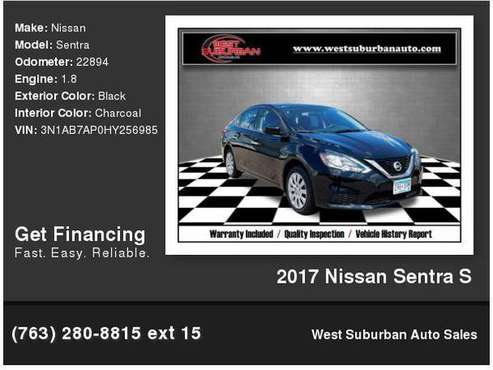 2017 Nissan Sentra S - cars & trucks - by dealer - vehicle... for sale in Buffalo, MN