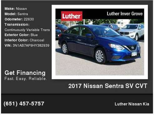 2017 Nissan Sentra SV CVT for sale in Inver Grove Heights, MN