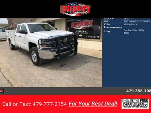 2017 Chevy Chevrolet Silverado 2500HD Double Cab Utility pickup White for sale in Bethel Heights, AR