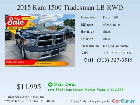 2015 RAM Ram Pickup 1500 Tradesman 4x2 2dr Regular Cab 8 ft. LB... for sale in Detroit, MI