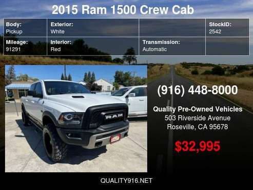 2015 Ram 1500 Crew Cab Rebel Pickup 4D 5 1/2 ft QUICK, EASY DEALS for sale in Roseville, NV
