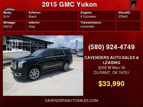2015 GMC Yukon 4WD 4dr Denali for sale in Durant, OK