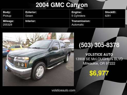 2004 GMC Canyon Crew Cab 126 0 WB 1SB SLE Z85 - - by for sale in Milwaukie, OR