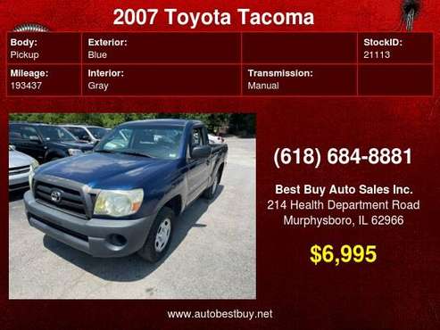 2007 Toyota Tacoma Base 2dr Regular Cab 6 1 ft SB (2 7L I4 5M) Call for sale in Murphysboro, IL