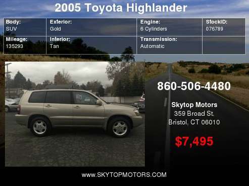 2005 Toyota Highlander 4dr V6 4WD for sale in Bristol, CT