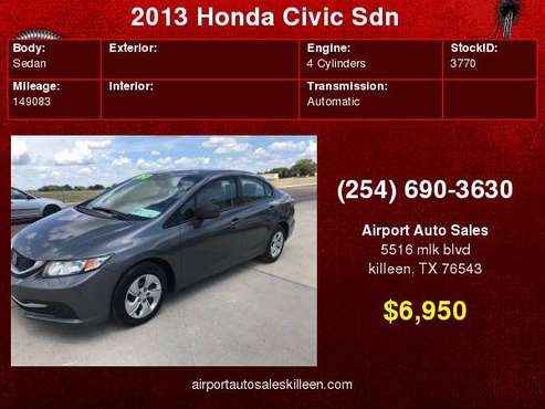 2013 Honda Civic Sdn 4dr Auto LX for sale in Killeen, TX