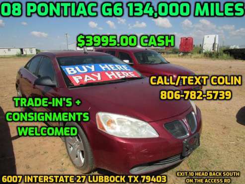 2008 PONTIAC G6 BASE for sale in Lubbock, TX