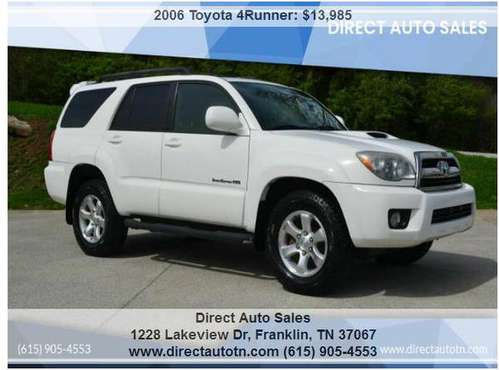 2006 Toyota 4Runner 4WD Sport - Clean Carfax, Southern, Moonroof for sale in Franklin, TN
