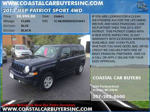 2013 Jeep Patriot **Financing Available** for sale in Arundel, ME