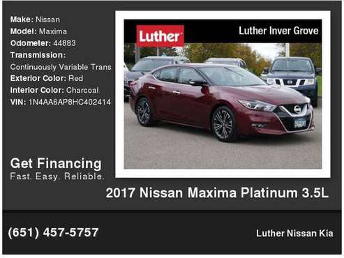 2017 Nissan Maxima Platinum 3.5L for sale in Inver Grove Heights, MN