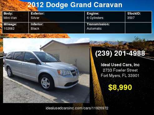 2012 Dodge Grand Caravan 4dr Wgn SE with Front wheel drive for sale in Fort Myers, FL