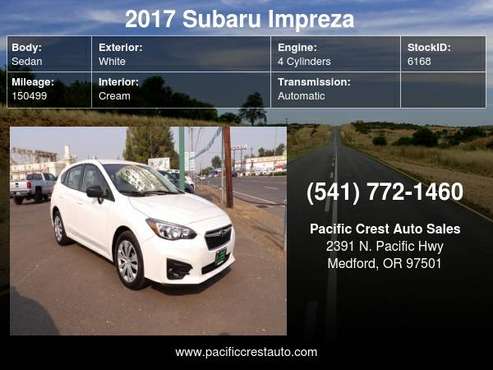 2017 Subaru Impreza HATCHBACK 1 OWNER - - by dealer for sale in Medford, OR