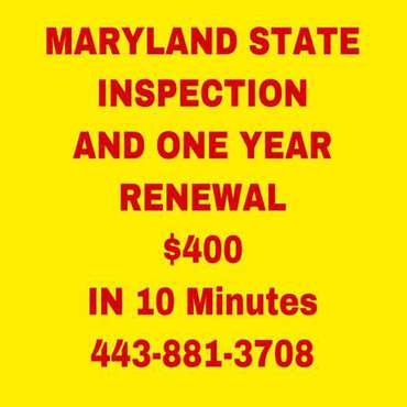Maryland inspection and one year tag renewal for sale in Mount Victoria, District Of Columbia