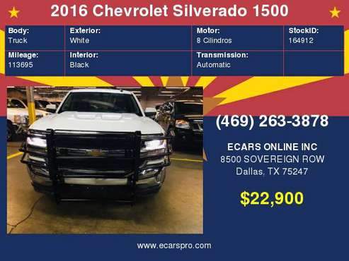 2016 Chevrolet Silverado 1500 LT 4X4 with for sale in Dallas, TX