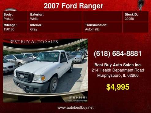 2007 Ford Ranger STX 2dr Regular Cab SB Call for Steve or Dean for sale in Murphysboro, IL