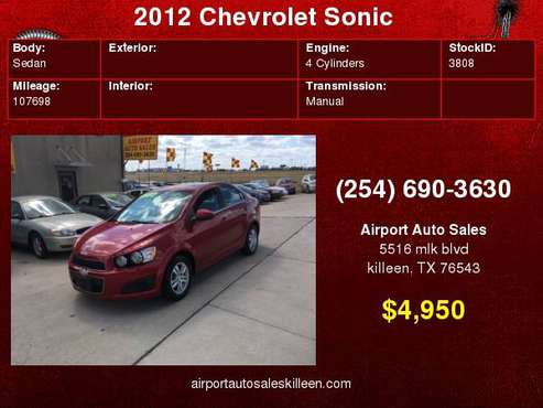2012 Chevrolet Sonic 4dr Sdn LT 1LT for sale in Killeen, TX