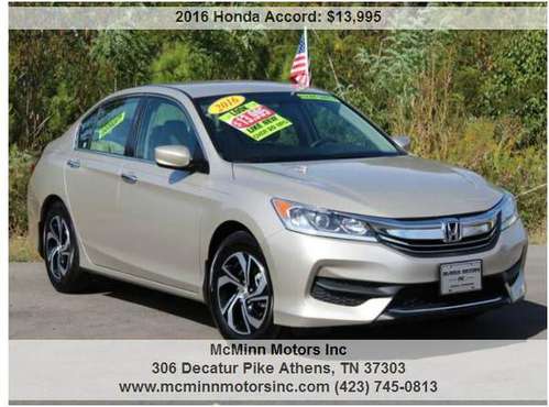 2016 Honda Accord LX - Tons of Service Records! BACKUP CAM! 37 MPG! for sale in Athens, TN