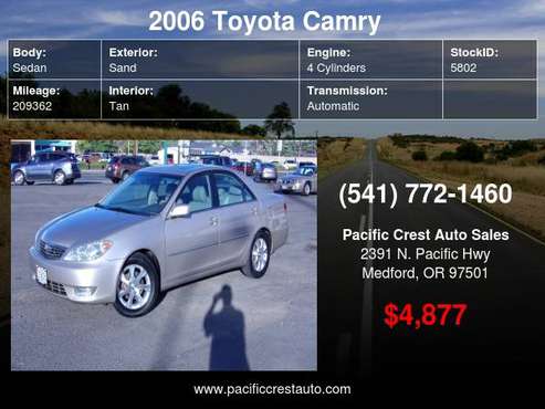 2006 Toyota Camry XLE !!PRICE DROP!! - cars & trucks - by dealer -... for sale in Medford, OR