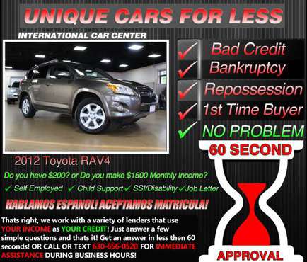 2012 Toyota RAV4* Bad Credit W $1500 Month Income OR $200 DOWN for sale in Lombard, IL