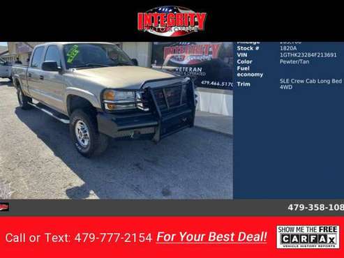 2004 GMC Sierra 2500HD SLE Crew Cab Long Bed pickup Pewter for sale in Bethel Heights, AR