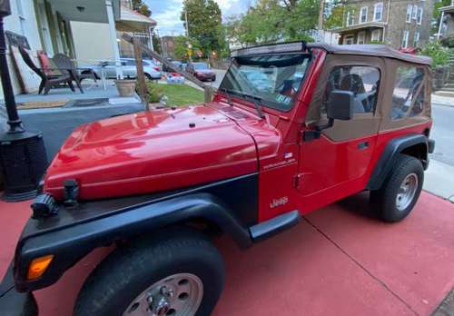 1997 Jeep Wrangler, Red w Beige Int, 5 Speed - - by for sale in Bala Cynwyd, PA